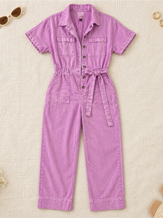 Universal Thread Pants - Universal Thread Pink Tie-Waist Utility Jumpsuit Size 6